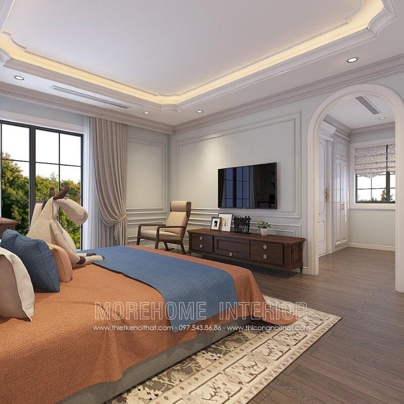 Morehome cung cấp cho bạn nhiều lựa chọn về kiểu dáng của kệ tivi gỗ óc chó tân cổ điển phù hợp với phòng ngủ.